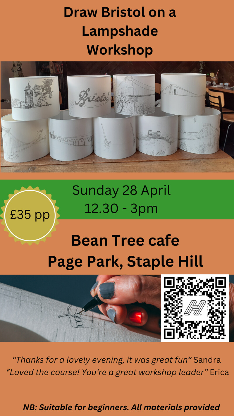 Draw Bristol on a Lampshade Workshop at The Bean Tree Cafe, Page Park, Staple Hill