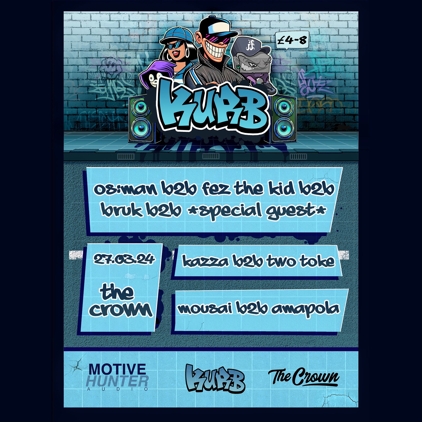 kurb. presents: OS:MAN, FEZ THE KID, BRUK + MORE at The Crown