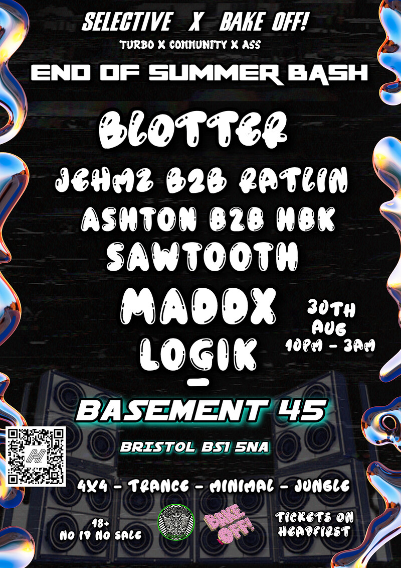 Bake off x selective // end of summer bash at Basement 45