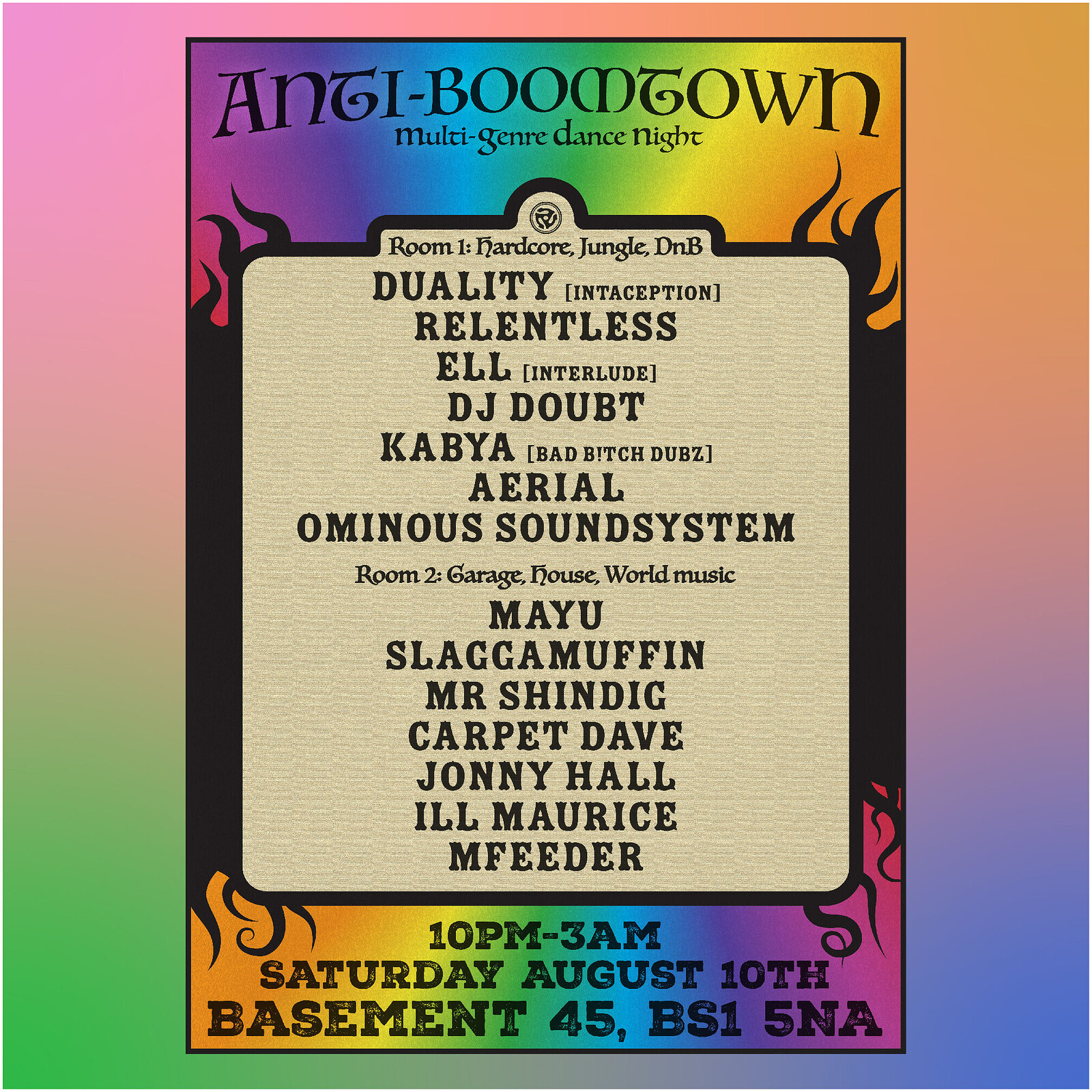 ANTI-BOOMTOWN CLUB NIGHT at Basement 45