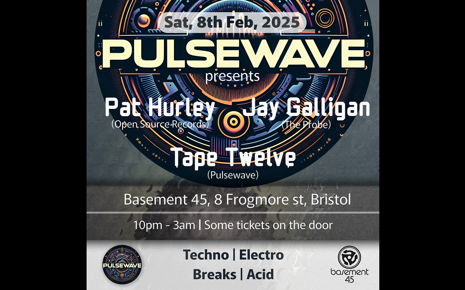 PULSEWAVE w/ Pat Hurley, Jay Galligan & Tape Twelve at Basement 45