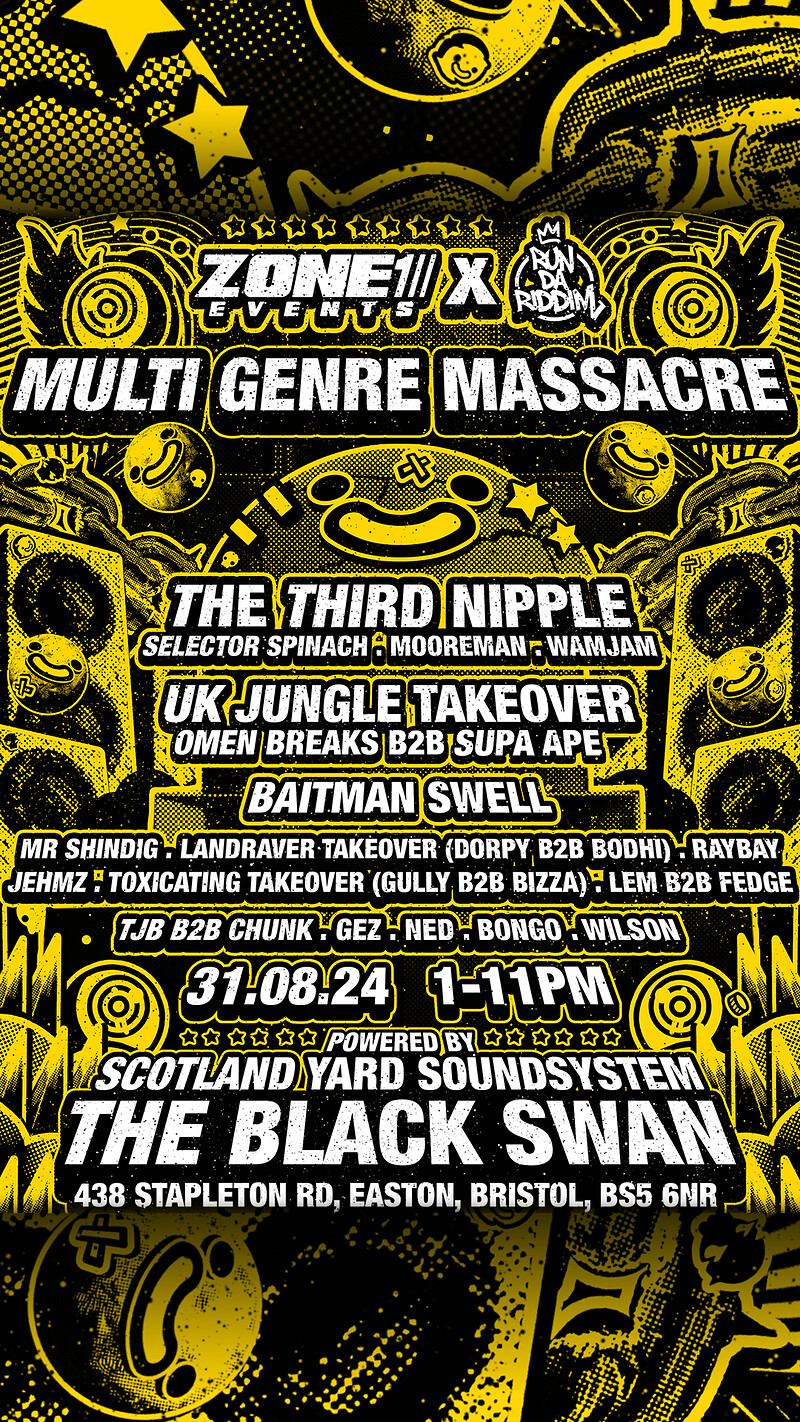 ZONE 1 X RDR PRESENTS: MULTI GENRE MASSACRE at The Black Swan