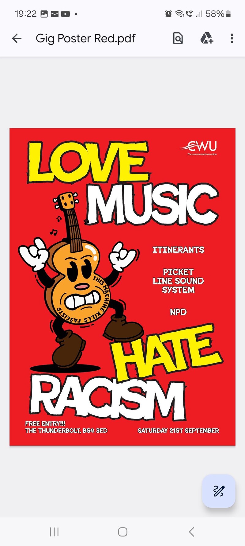 Love Music Hate Racism at The Thunderbolt