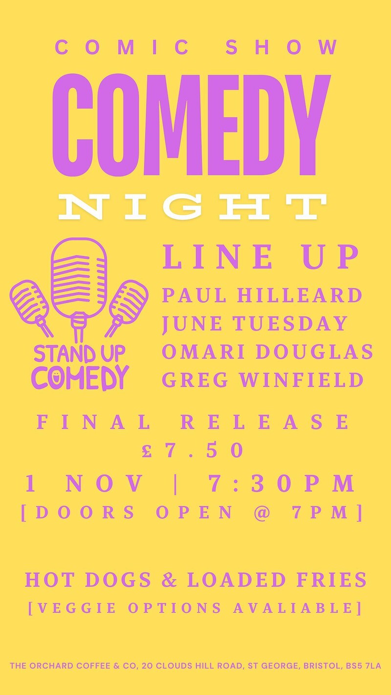 Comedy Night with Food & Cocktails at The Orchard Coffee & Co