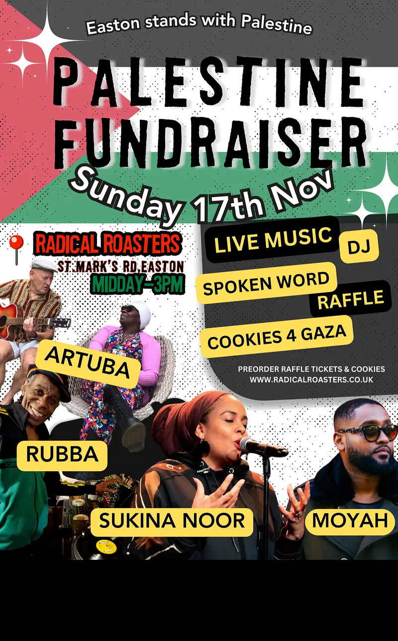 Palestine Fundraiser -Music,Poetry and raffle at Radical Roasters