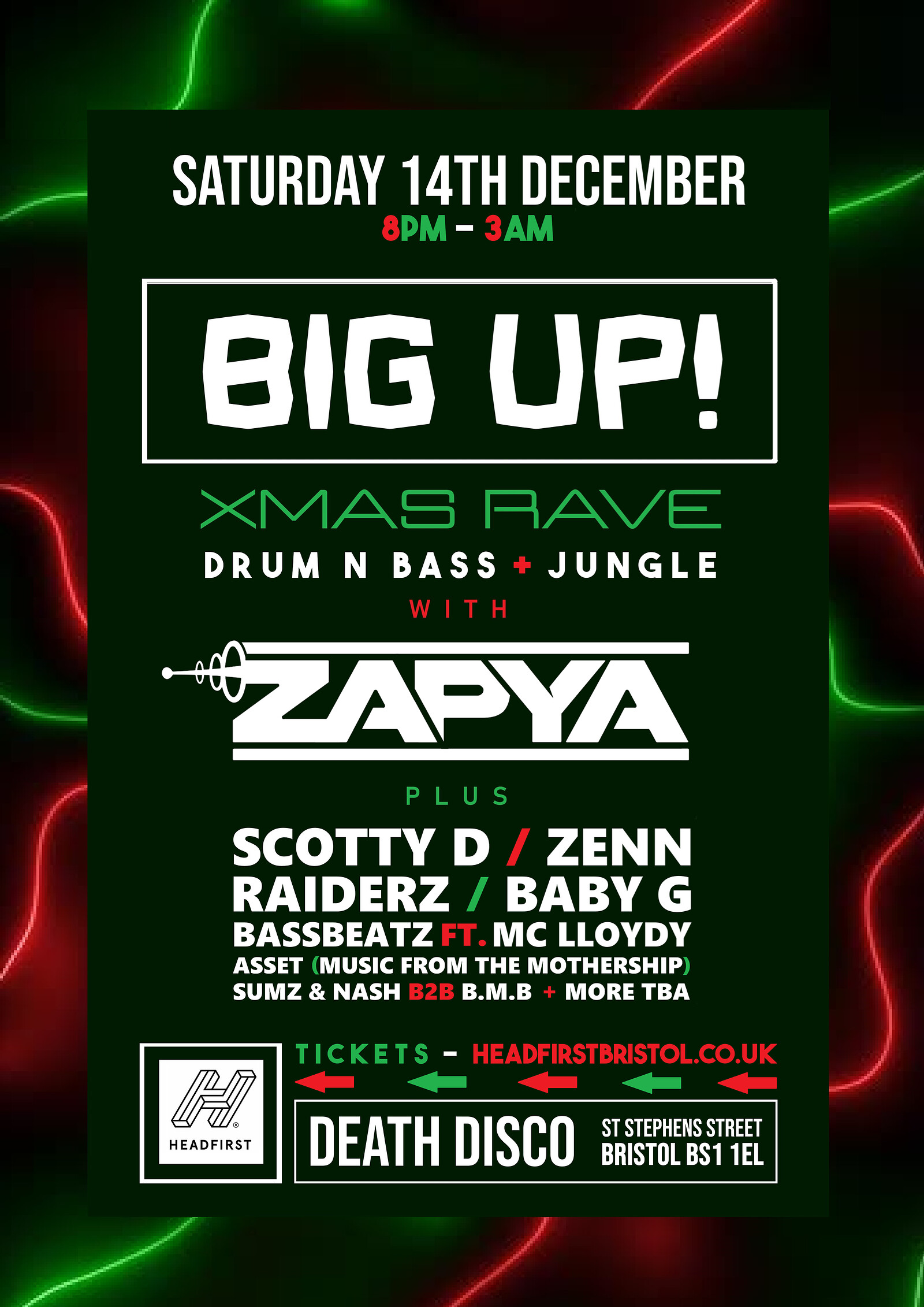 Big Up Xmas Rave: DNB + Jungle with Zapya + more at Death Disco