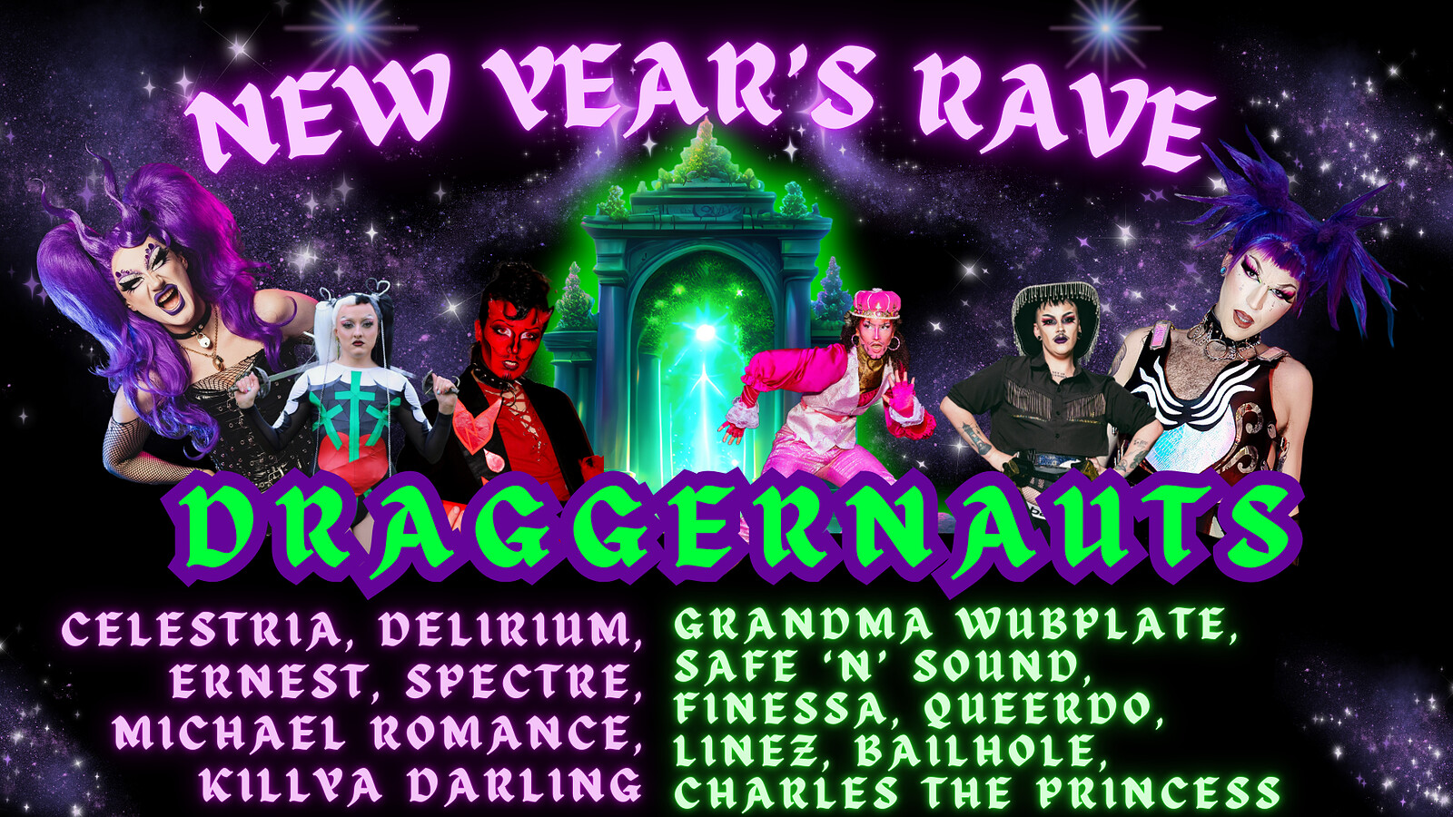 DRAGGERNAUTS: NEW YEARS RAVE -Night Of The God's at Exchange