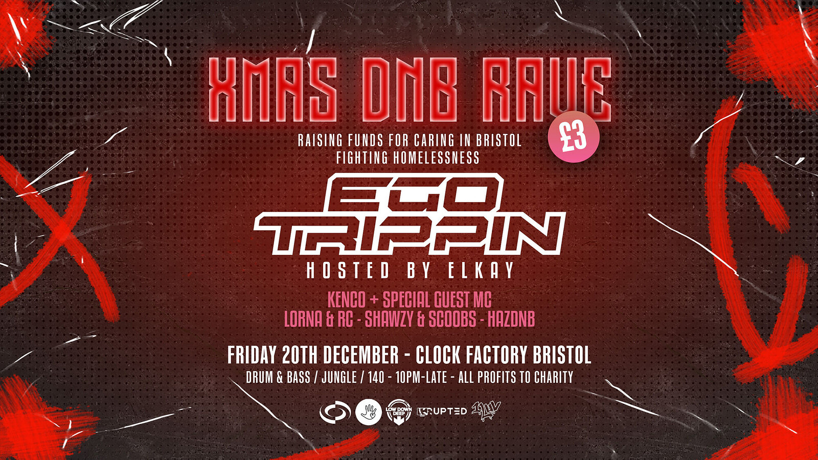 Xmas DNB Fundraiser Rave w/ Ego Trippin + More at Clock Factory