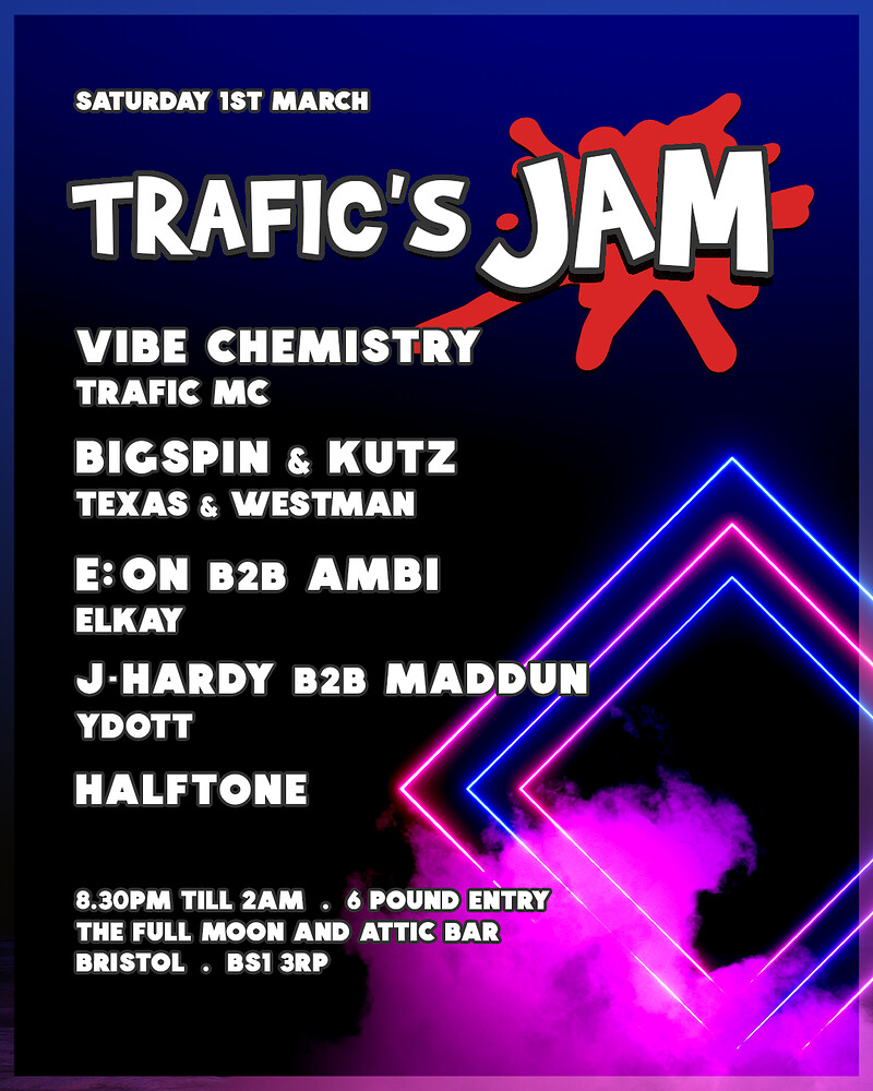 Trafic's Jam: Vibe Chemistry, Bigspin, Kutz & more at The Full Moon & Attic Bar