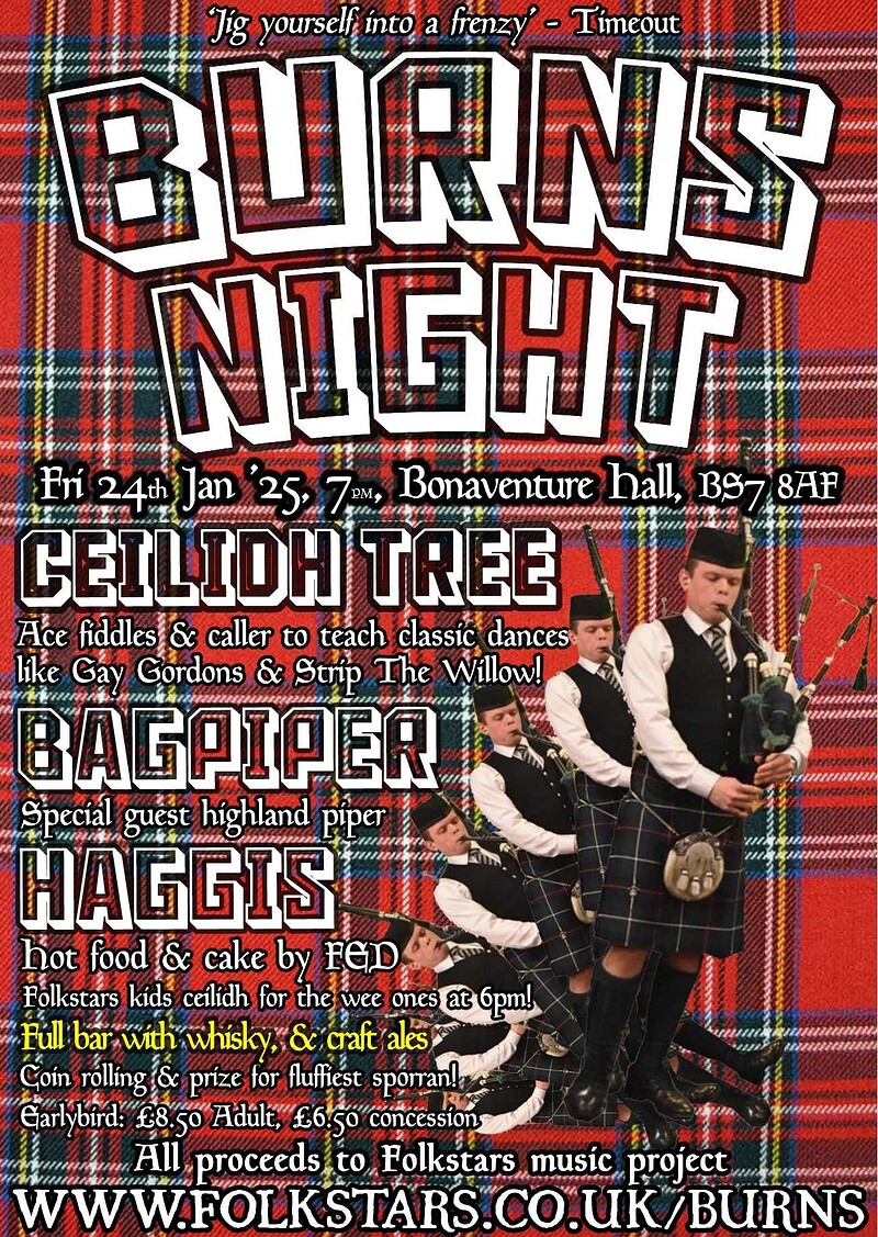 Folkstars Burns Night at Bonaventure Hall, BS7 8AF