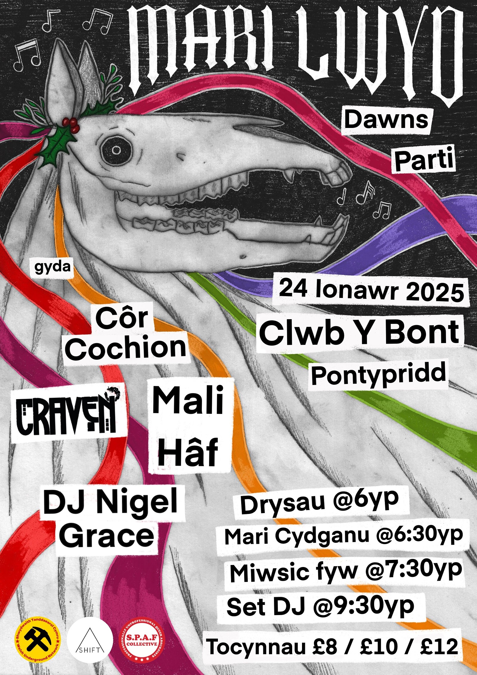 Mari Lwyd Dawns Parti at Clwb Y Bont