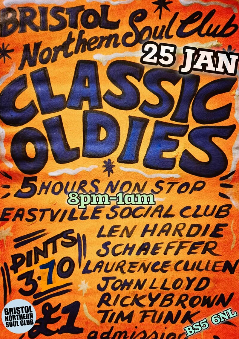 BRISTOL NORTHERN SOUL CLUB CLASSICS NIGHT at Eastville Social Club