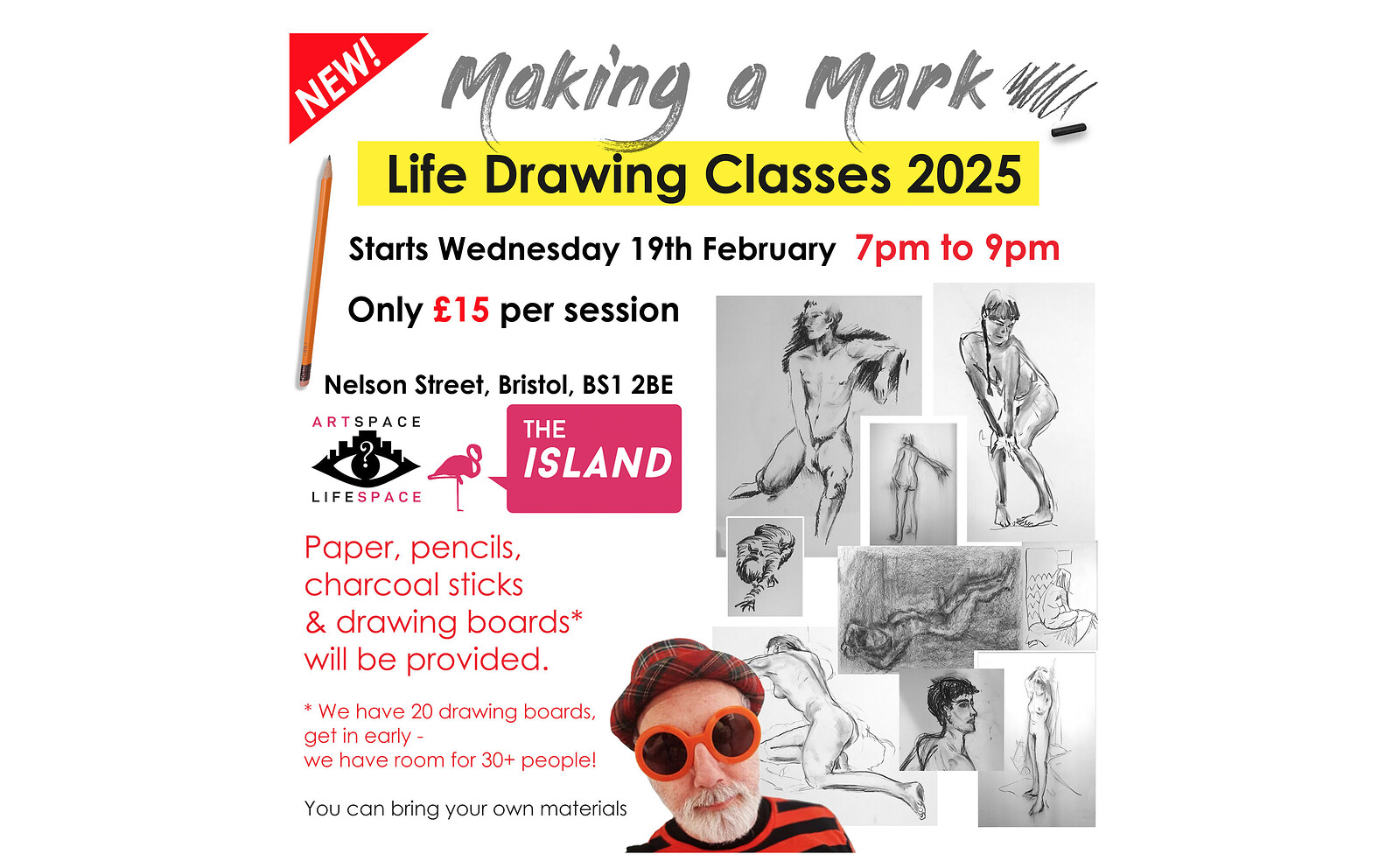 Making A Mark LIFE DRAWING at The Island