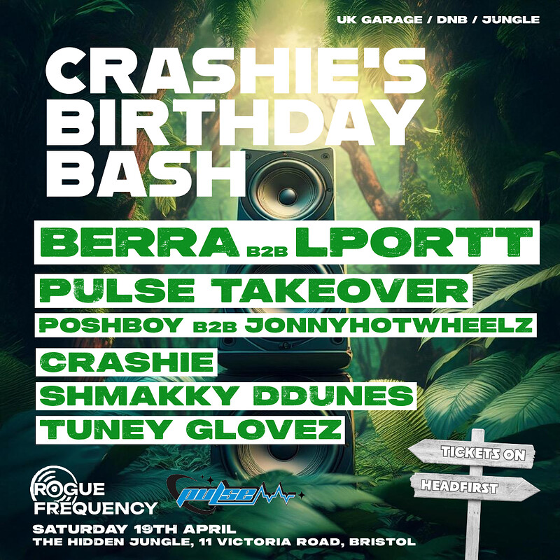 Rogue Frequency Records: Crashie's Birthday Bash at Hidden Jungle