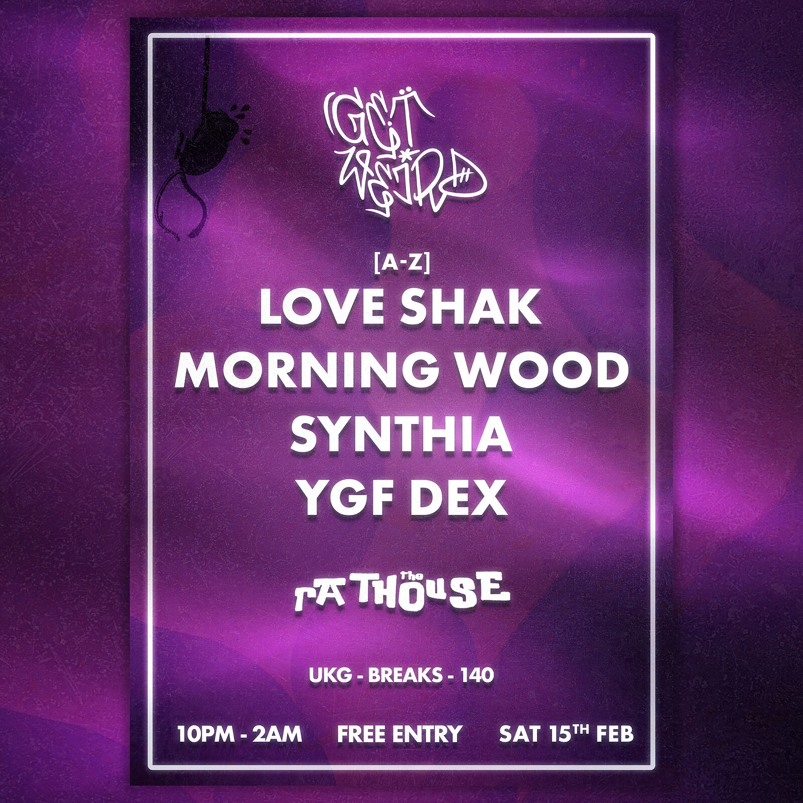 Get Weird: YGF DEX, LOVE SHAK, SYNTHIA + MORE at The Mothers Ruin