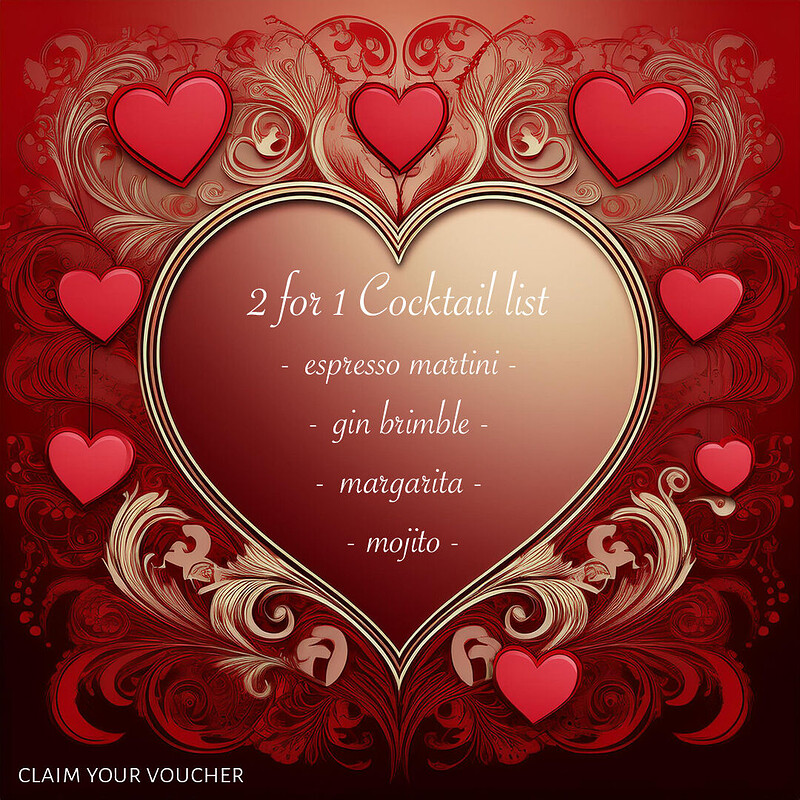 Valentines Day 2-4-1 Cocktail Voucher at Mr Wolfs