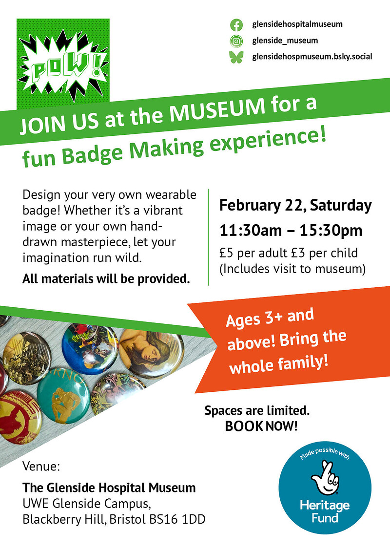 Fun for all the family: BADGE MAKING at GLENSIDE H at Glenside Hospital Museum