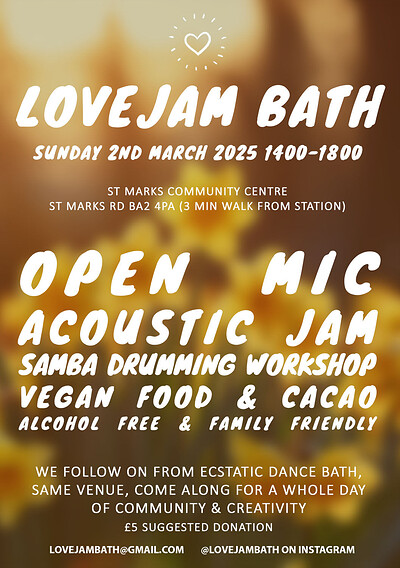 Lovejam Bath at St Marks Community Centre St Marks Rd Bath BA2 4PA