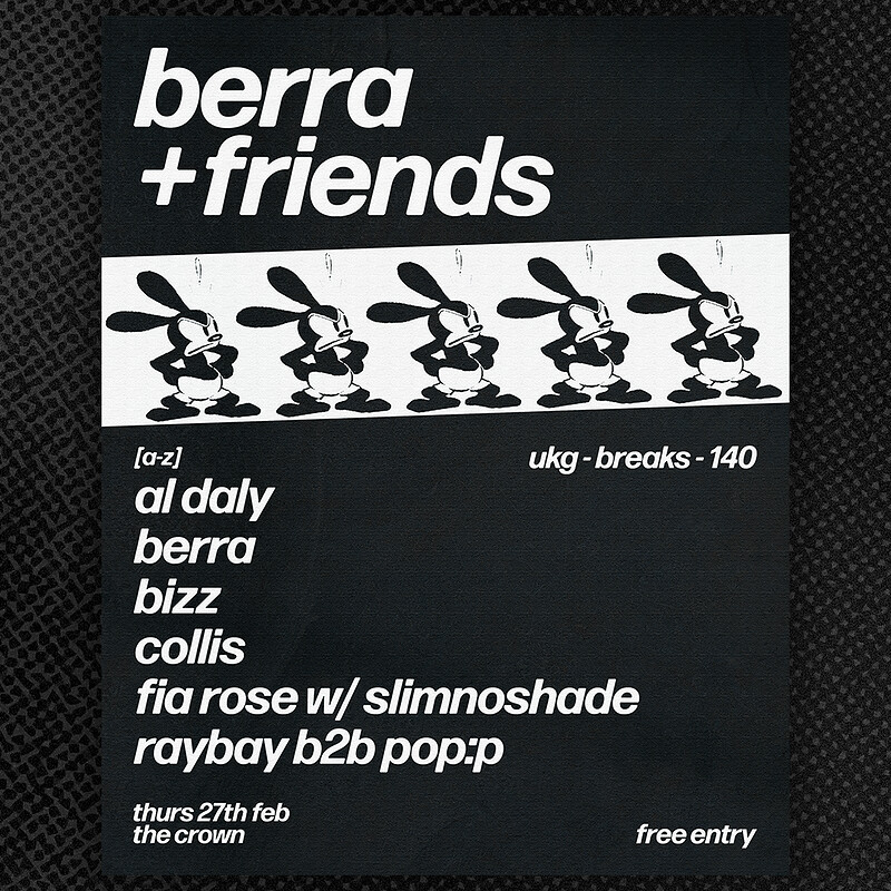 Berra + Friends: Raybay B2B POP:P, Fia Rose + more at The Crown