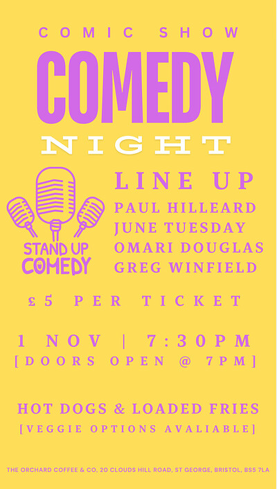 Comedy Night with Food & Cocktails at The Orchard Coffee & Co